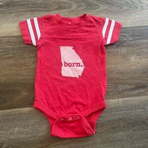 Rabbit Skins Red Baby Onesie with Georgia